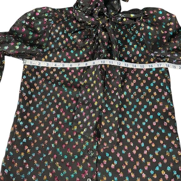 Halogen x Atlantic-Pacific XS Set High Neck Blouse Midi Skirt Multicolor Dot - Picture 13 of 16